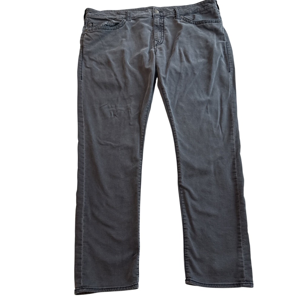 True Religion‎ Geno Relaxed Slim Pants Mens 42 Charcoal Gray Corduroy Trousers